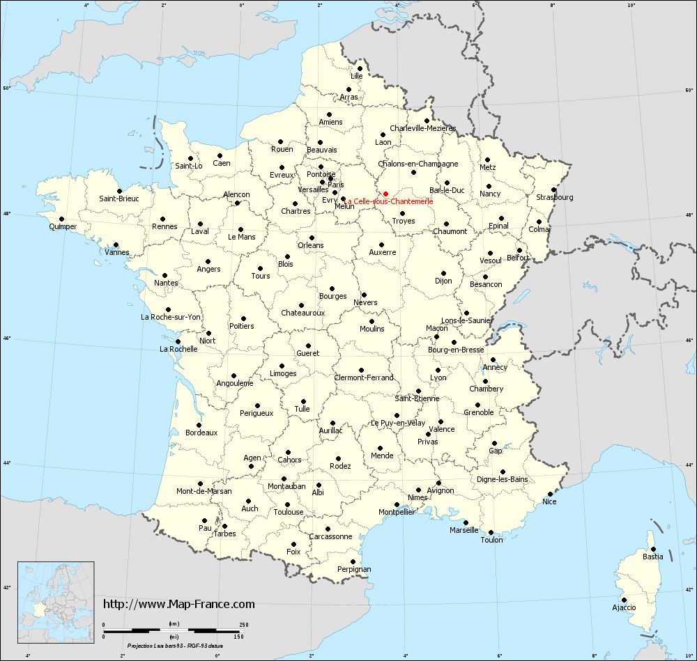 Administrative map of La Celle-sous-Chantemerle